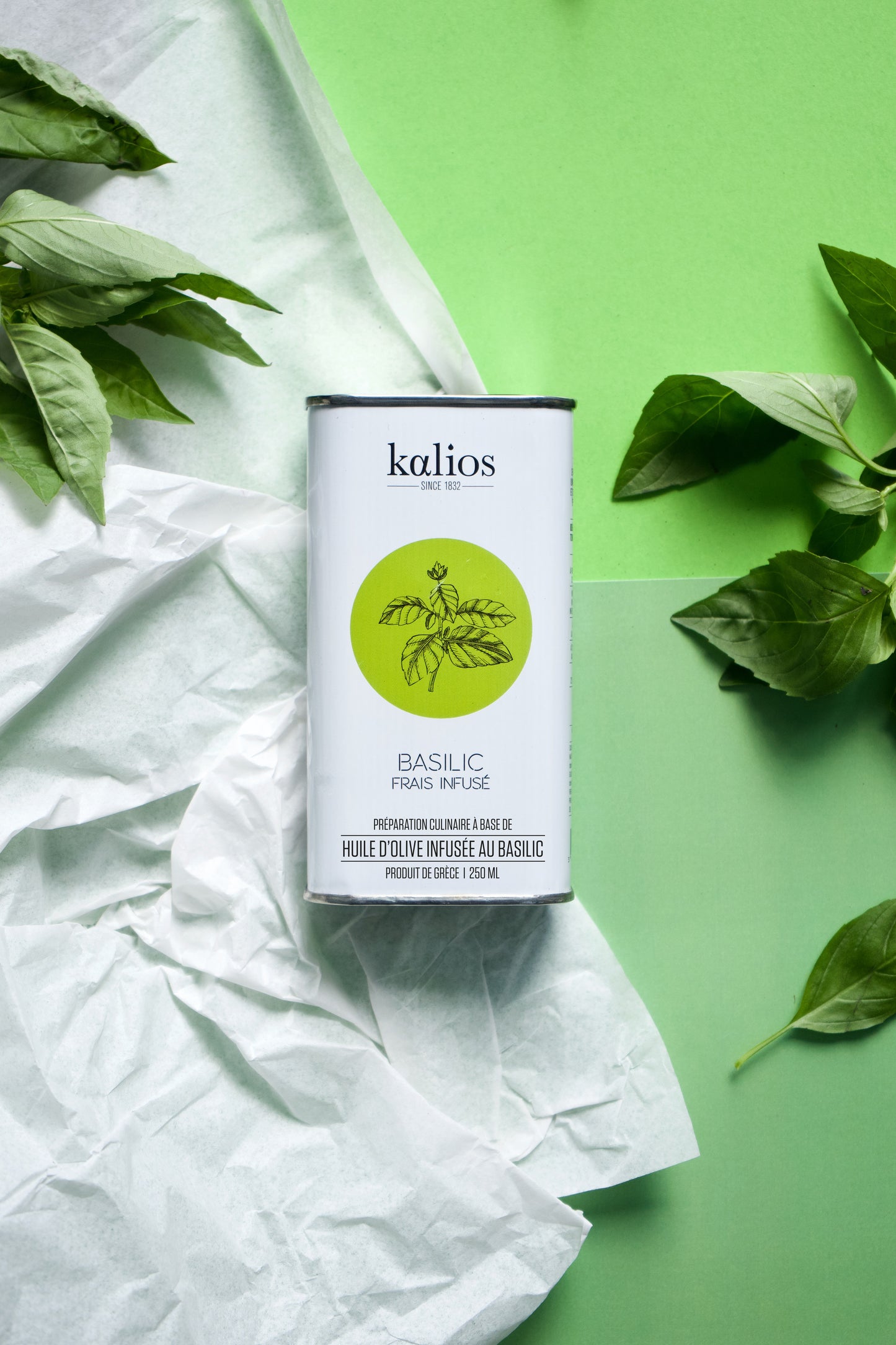 KALIOS - HUILE D'OLIVE BASILIC (bidon) - 250ml